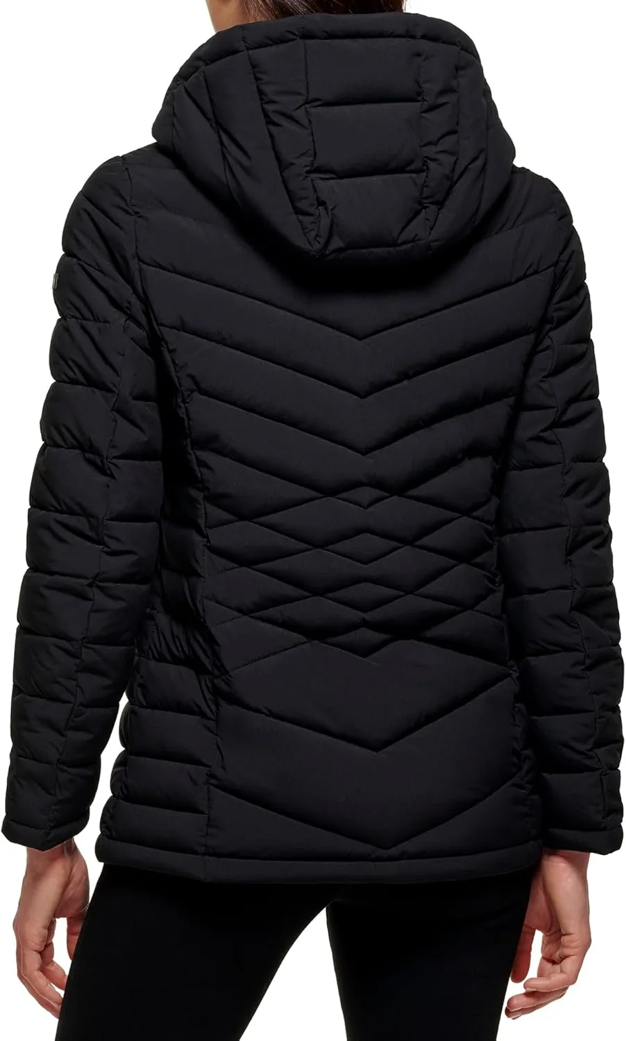 DKNY Womens Short Packable Stretchy Puffer Jacket