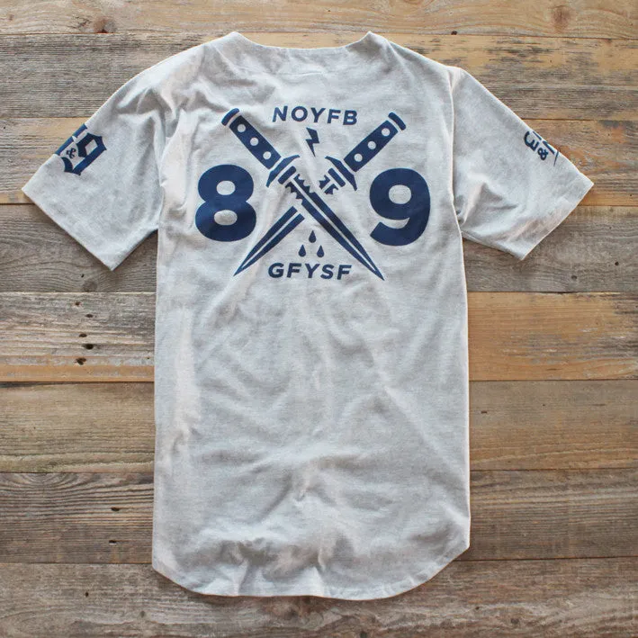 Doobious Ruffians Grey Cotton Baseball Jersey