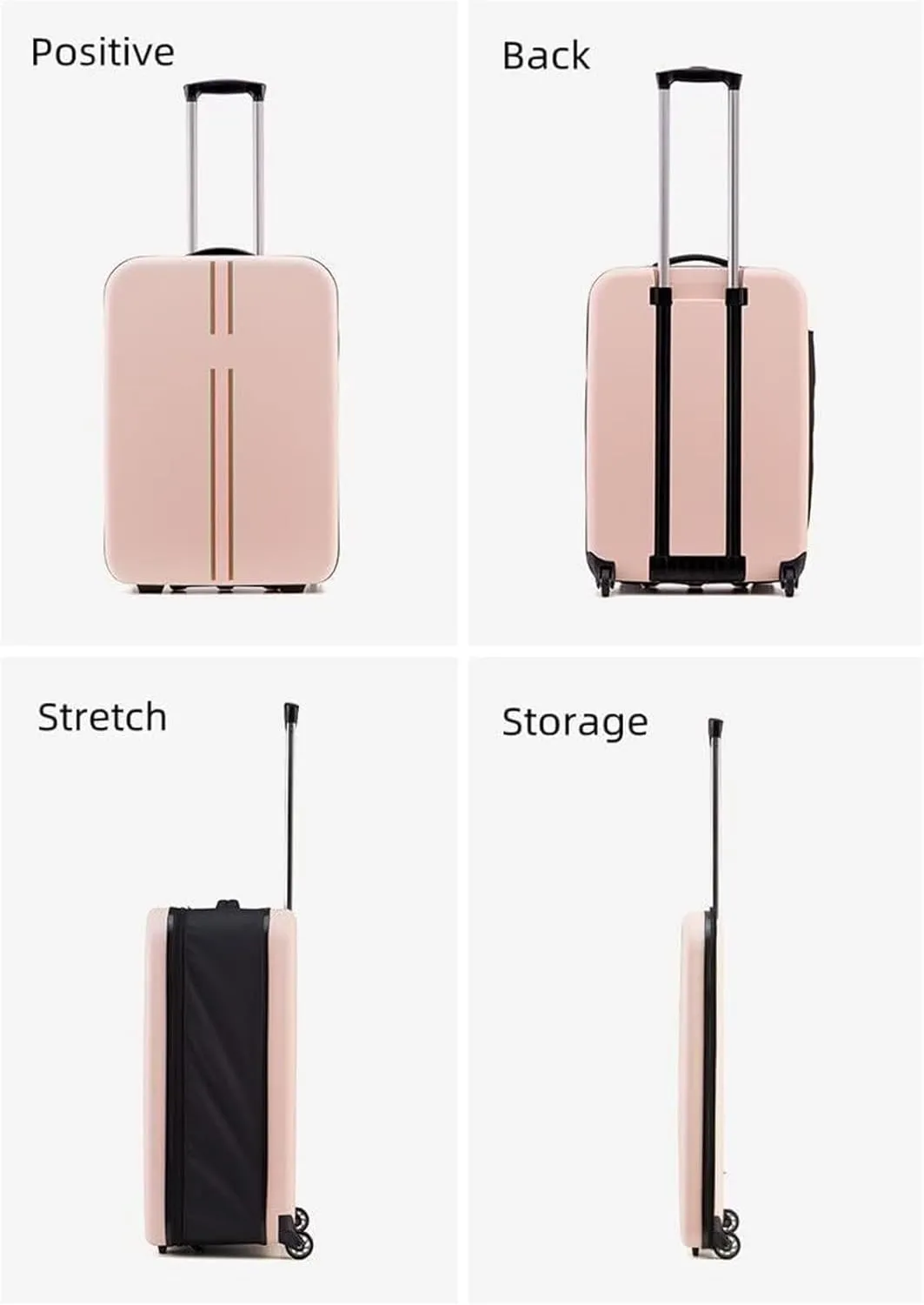 Durable Suitcase for Women Collapsible Carry On Luggage Robust And Durable Suitcases With Wheels Travel Suitcase Retro Suit Case (Color : B, Size : 20inch)