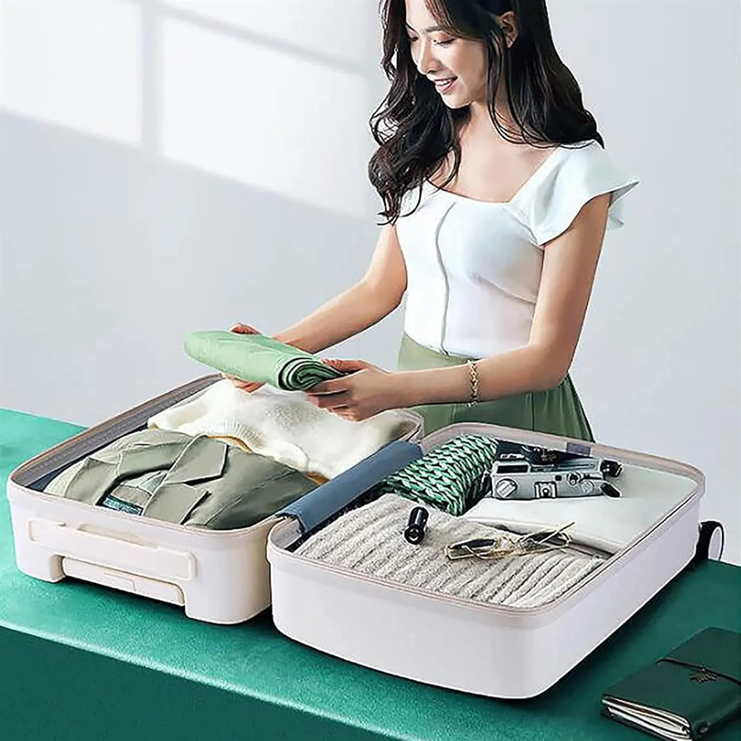 Durable Suitcase for Women Hardside Expandable Carry On Luggage With Spinner Wheels, Durable Suitcase Rolling Luggage Retro Suit Case (Color : F, Size : 22 in)