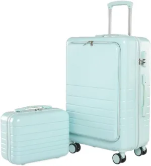 Durable Suitcase for Women Luggage Suitcase Piece Set Carry On ABS PC Spinner Trolley,Durable Travel Luggage Retro Suit Case (Color : Blue, Size : 24 14in)