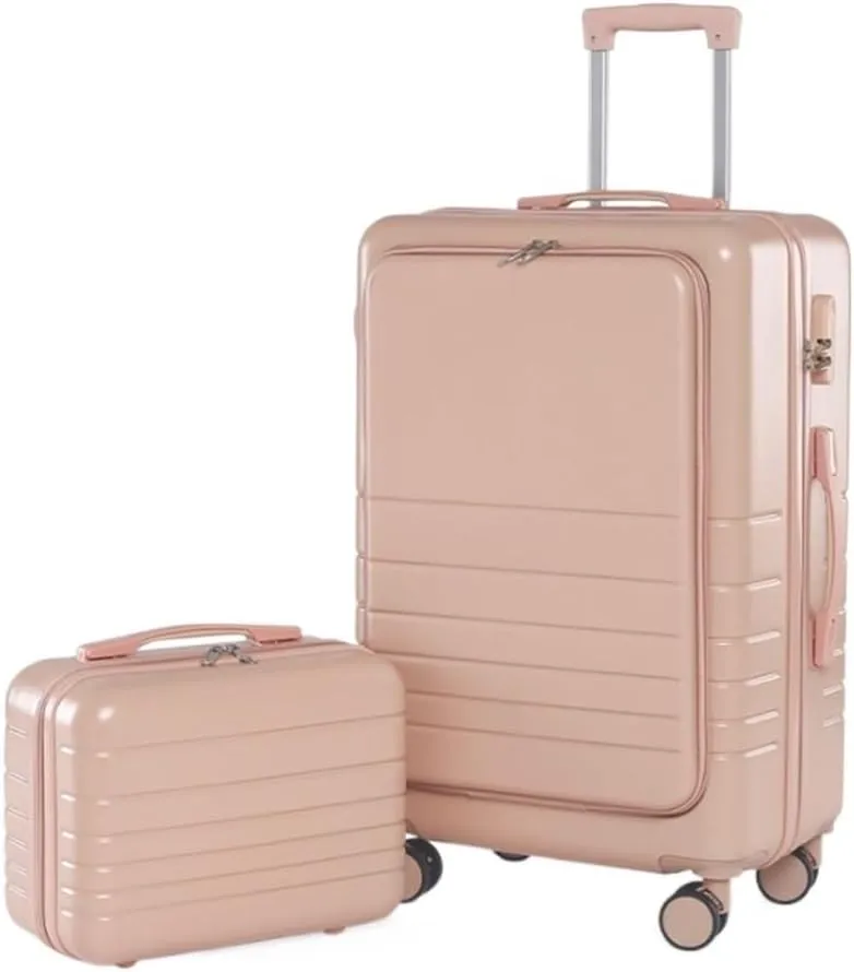 Durable Suitcase for Women Luggage Suitcase Piece Set Carry On ABS PC Spinner Trolley,Durable Travel Luggage Retro Suit Case (Color : Pink, Size : 24 14in)