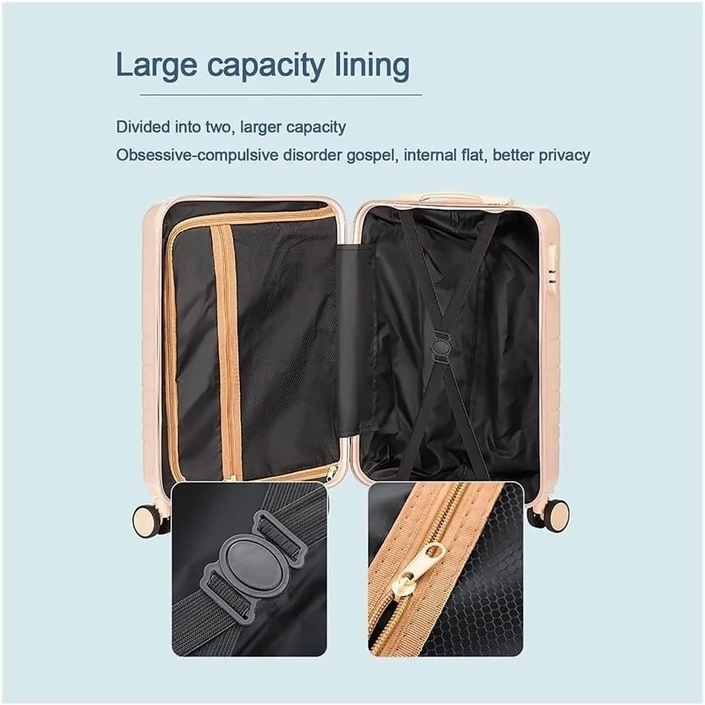 Durable Suitcase for Women Luggage Suitcase Piece Set Carry On ABS PC Spinner Trolley,Durable Travel Luggage Retro Suit Case (Color : White, Size : 24 14in)