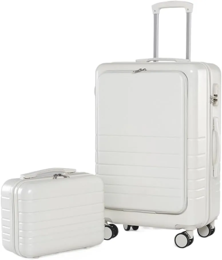 Durable Suitcase for Women Luggage Suitcase Piece Set Carry On ABS PC Spinner Trolley,Durable Travel Luggage Retro Suit Case (Color : White, Size : 24 14in)