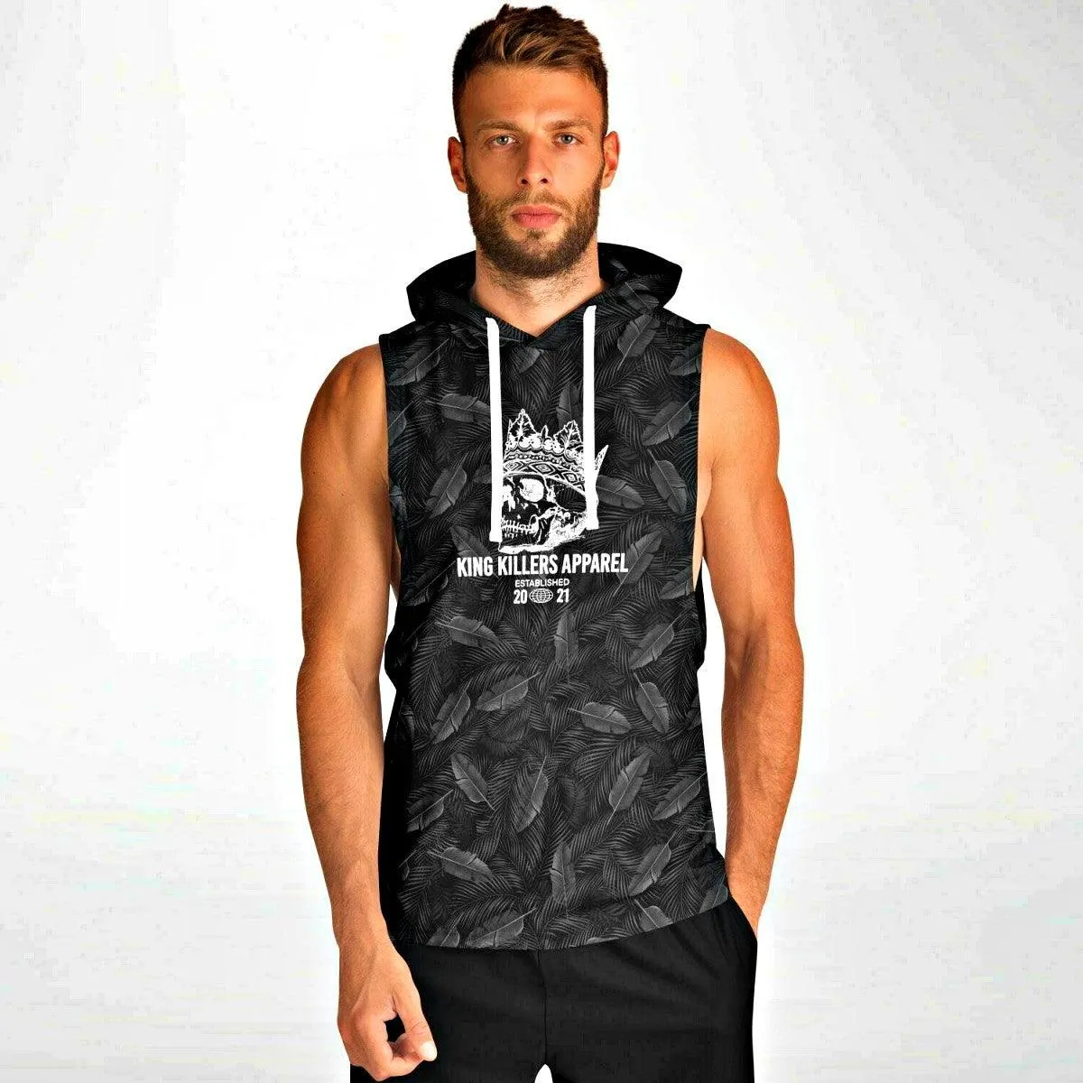 EcoFlex™ Sleeveless Hoodie - Black Palms