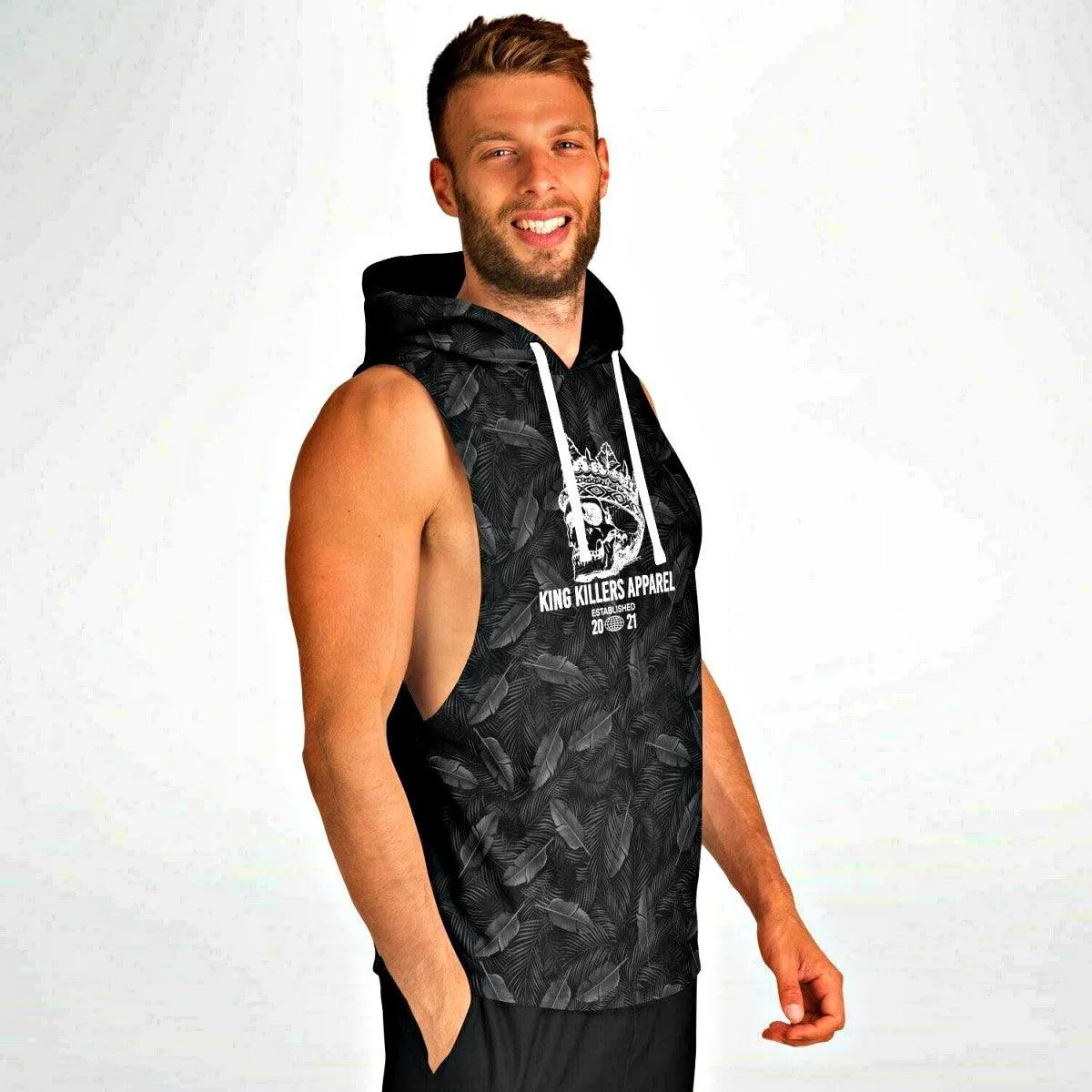 EcoFlex™ Sleeveless Hoodie - Black Palms