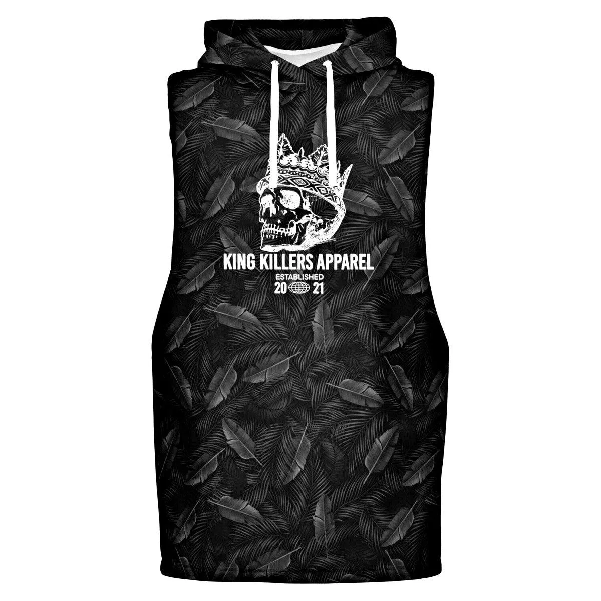 EcoFlex™ Sleeveless Hoodie - Black Palms