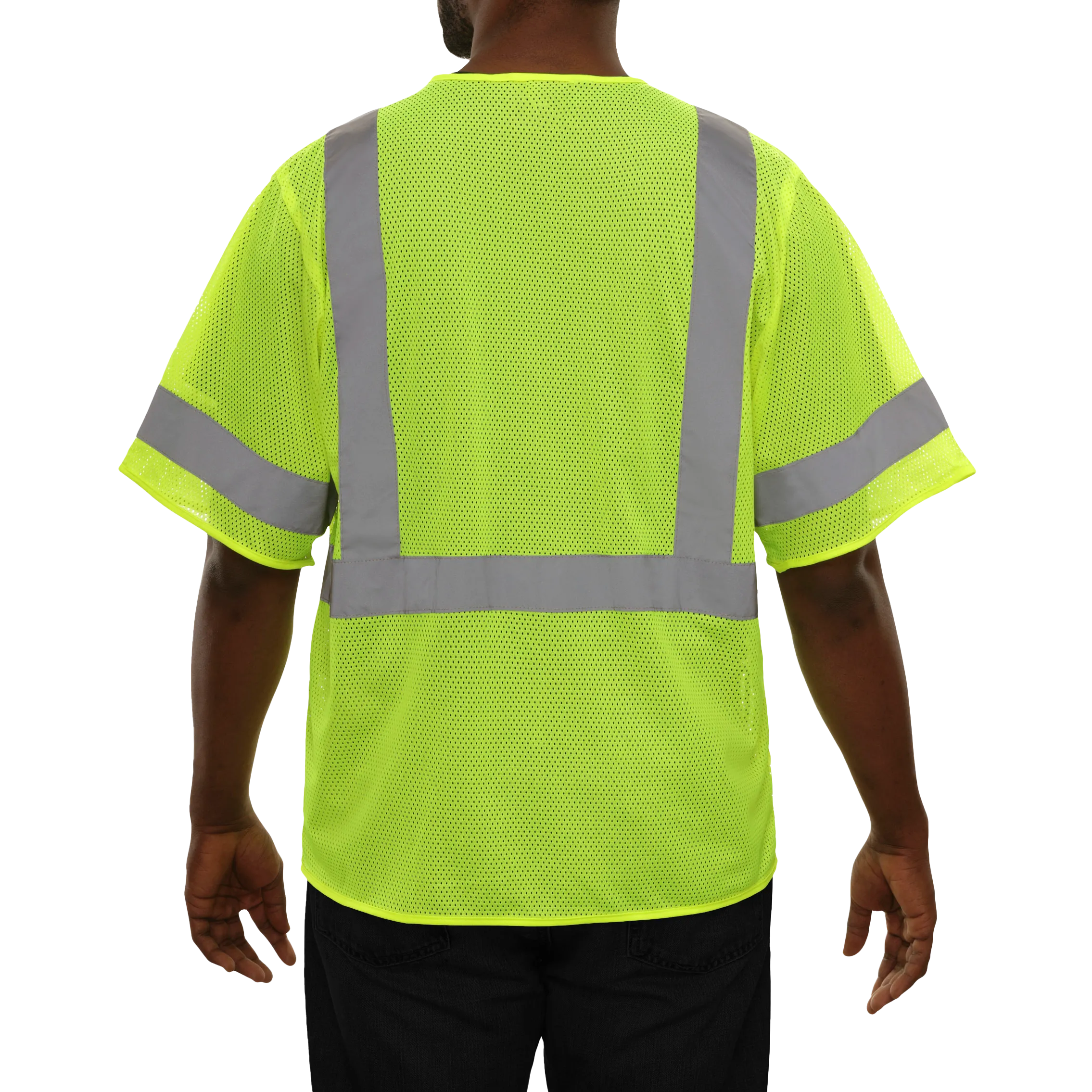 Economy Safety Vest Hi Vis Vest Pocketed Zip Mesh ANSI 3