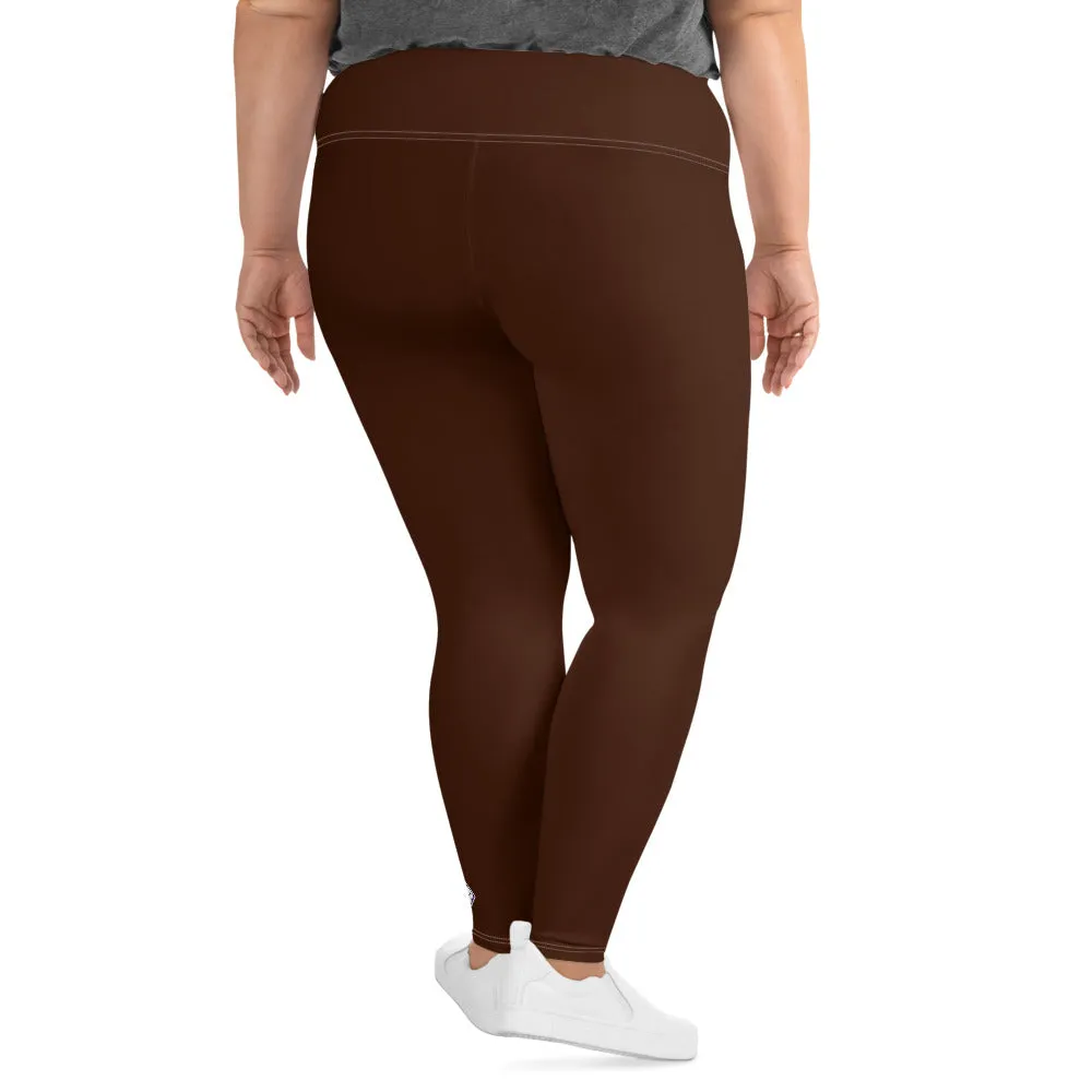 Empower Your Moves: Plus Size Solid Yoga Leggings for Women - Chocolate