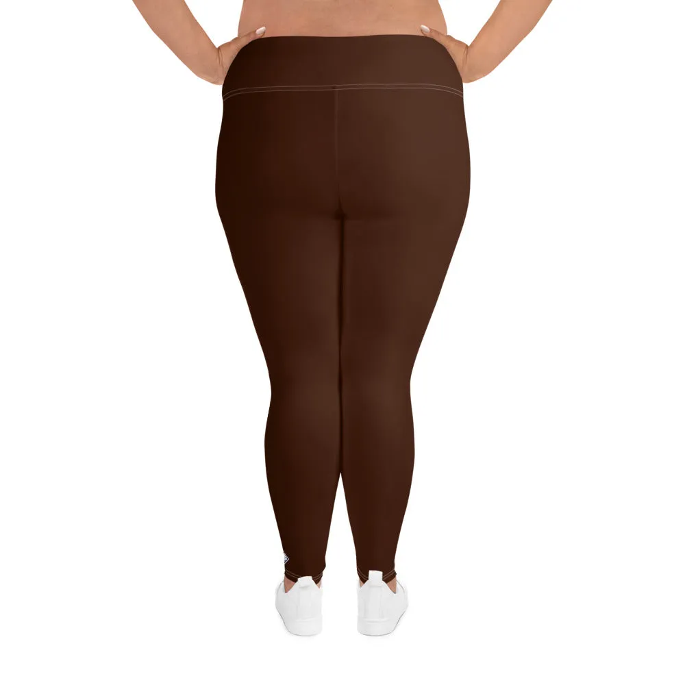 Empower Your Moves: Plus Size Solid Yoga Leggings for Women - Chocolate