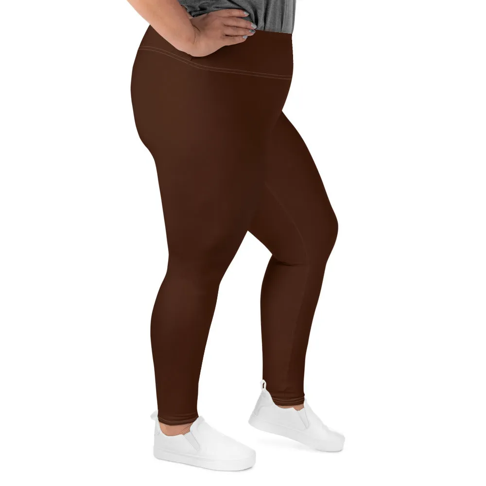Empower Your Moves: Plus Size Solid Yoga Leggings for Women - Chocolate