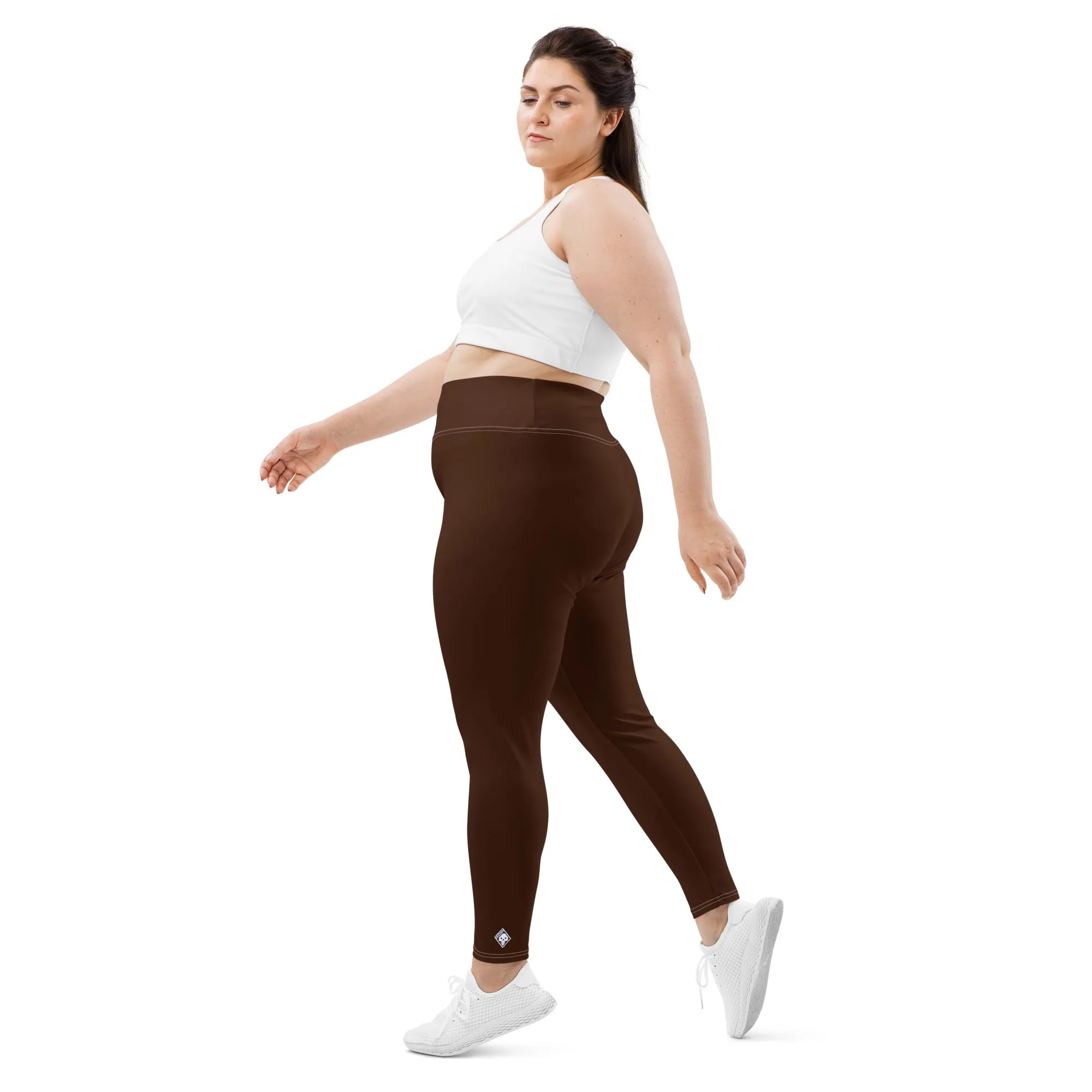 Empower Your Moves: Plus Size Solid Yoga Leggings for Women - Chocolate