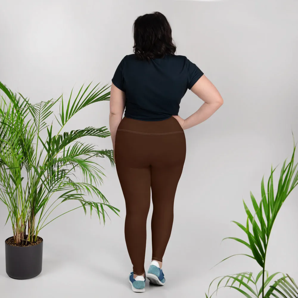 Empower Your Moves: Plus Size Solid Yoga Leggings for Women - Chocolate