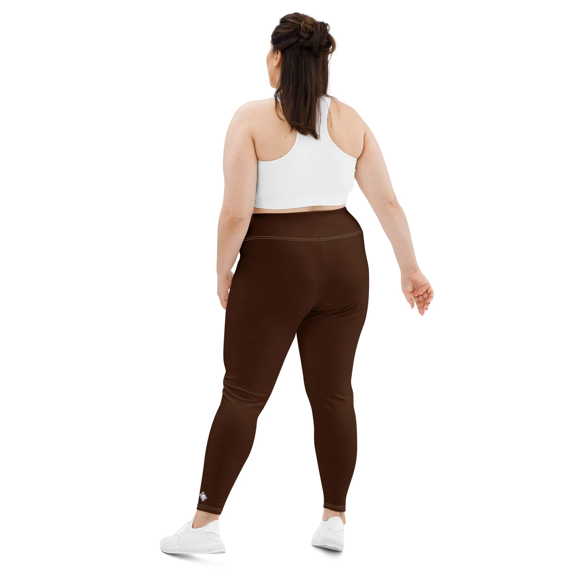 Empower Your Moves: Plus Size Solid Yoga Leggings for Women - Chocolate