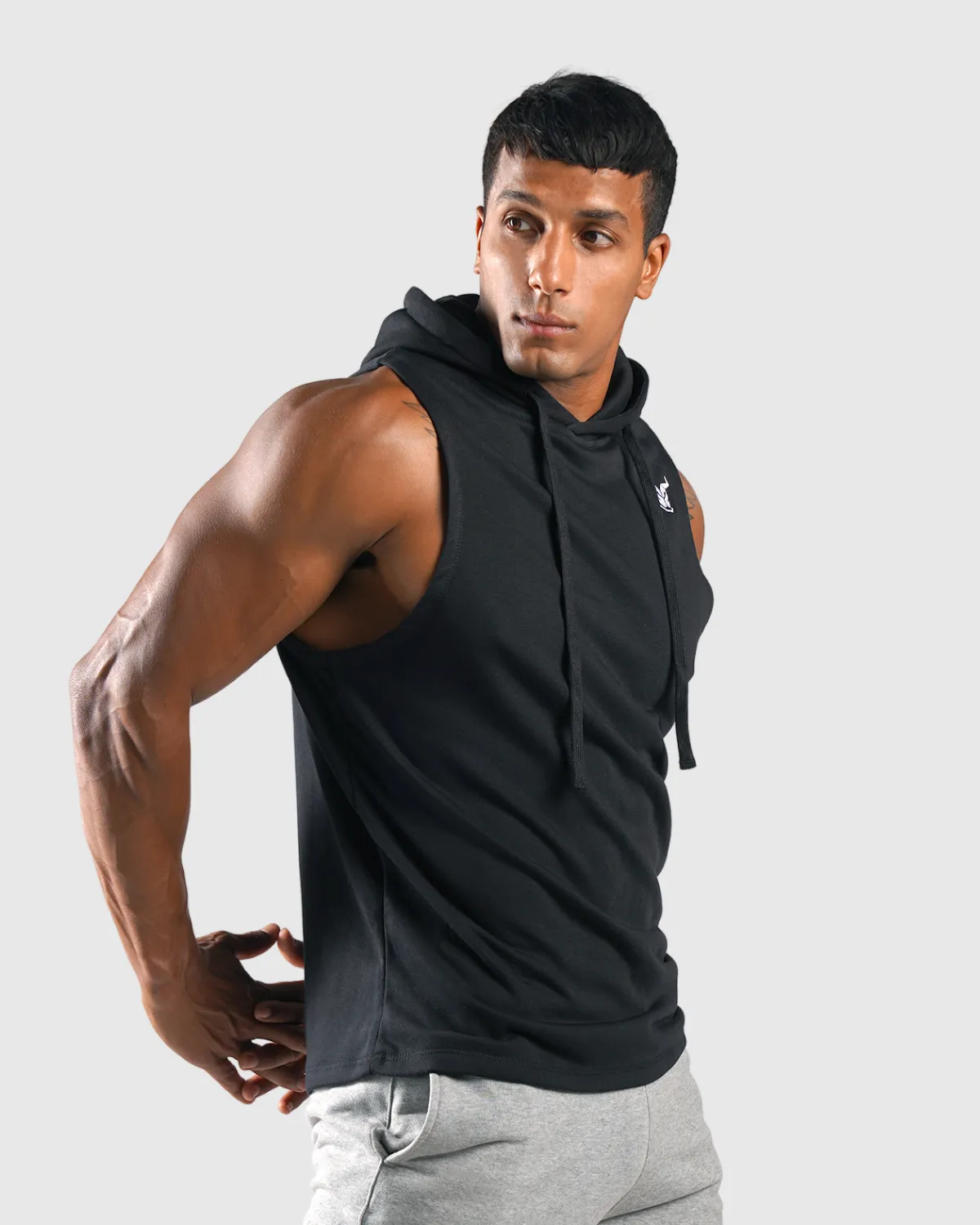Essential Sleeveless Hoodie - Black