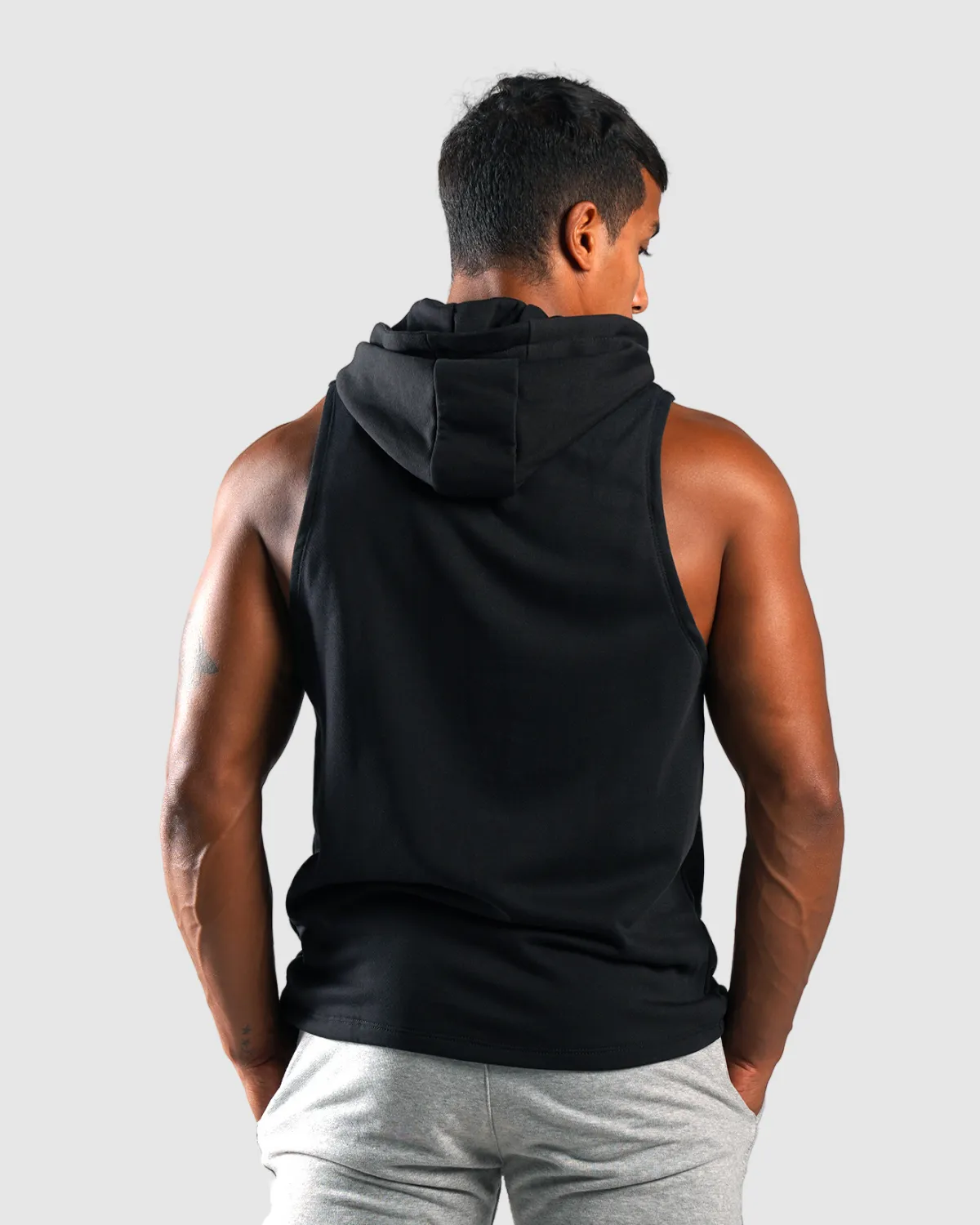 Essential Sleeveless Hoodie - Black