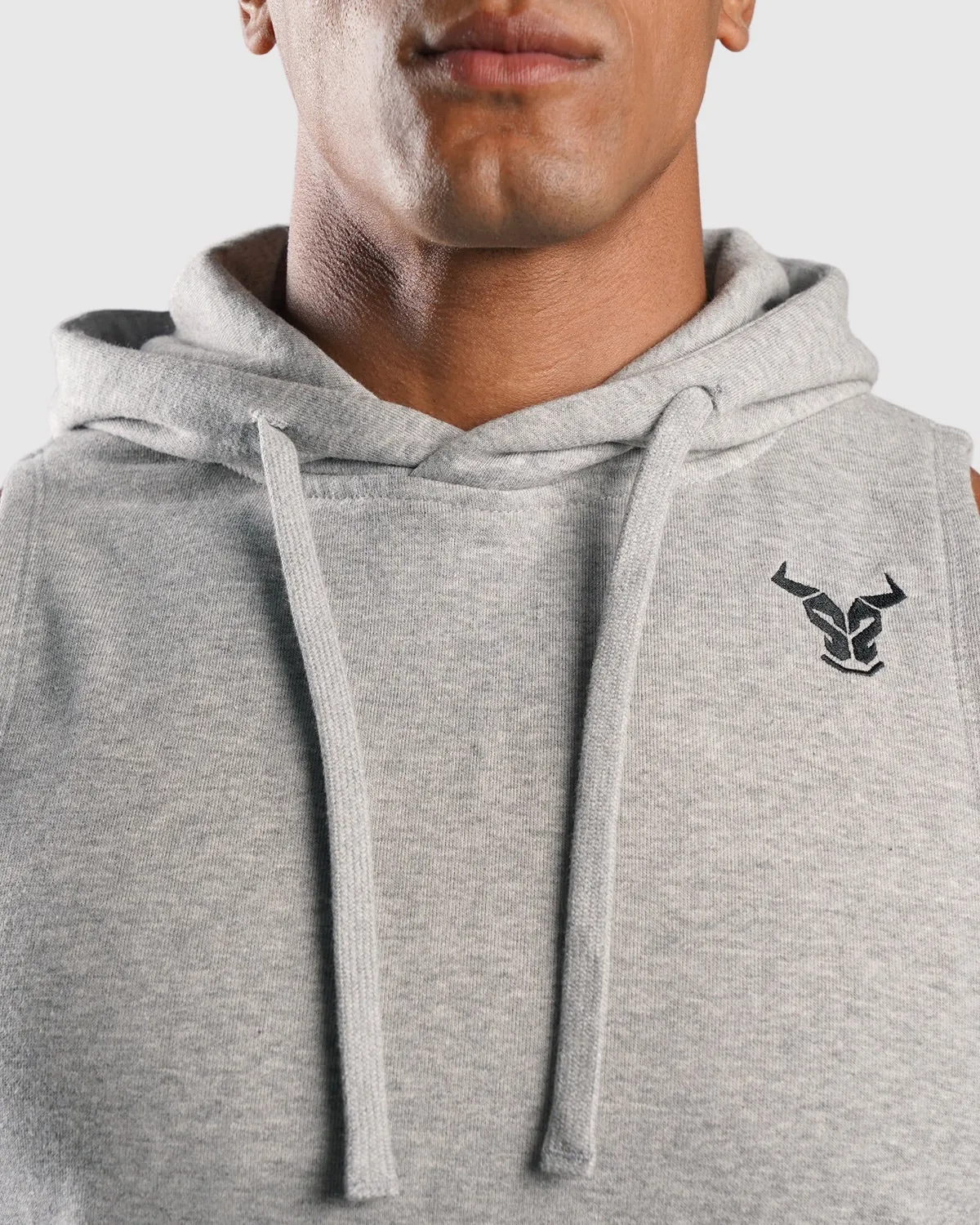 Essential Sleeveless Hoodie - Grey Marl