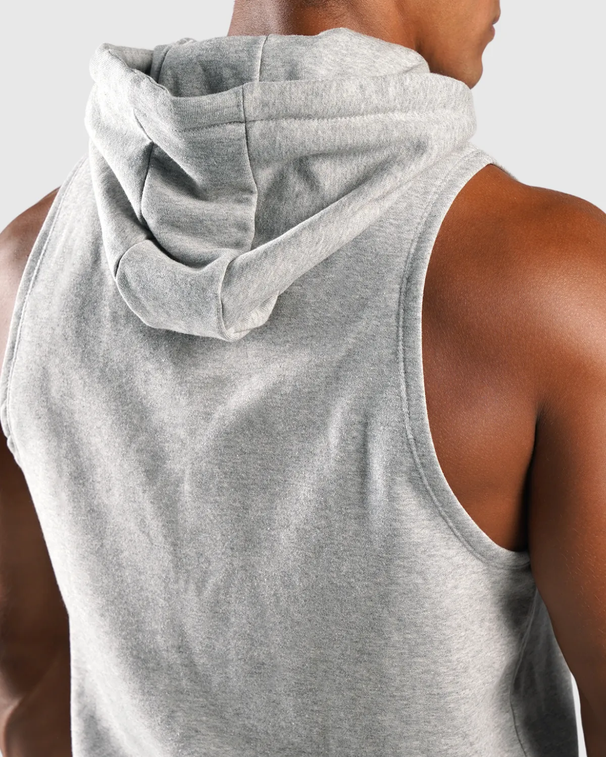 Essential Sleeveless Hoodie - Grey Marl
