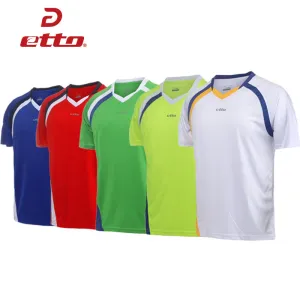 Etto Professional Men Short Sleeve Soccer Jersey Team Training Uniform Kids Boys Football Match Shirt Quick Dry S~4XL HUC004