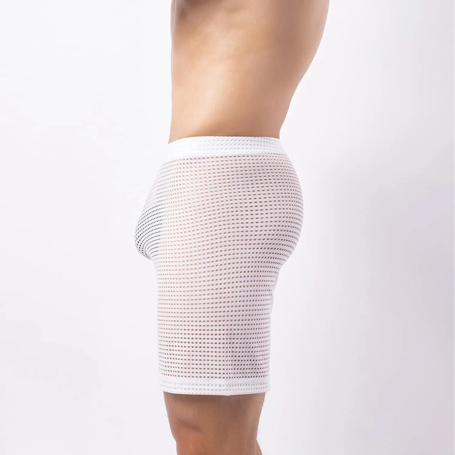 Evankin Men's See Through Shorts Mesh Loose Shorts Lounge Underwear Cover up Boxer Trunks
