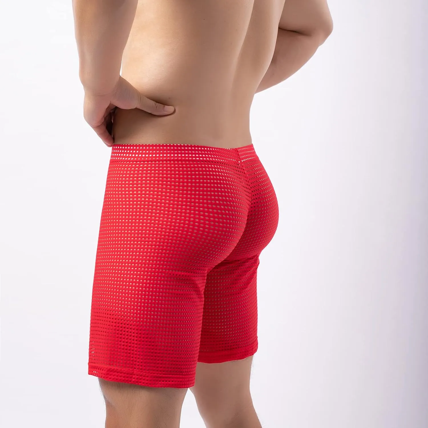 Evankin Men's See Through Shorts Mesh Loose Shorts Lounge Underwear Cover up Boxer Trunks