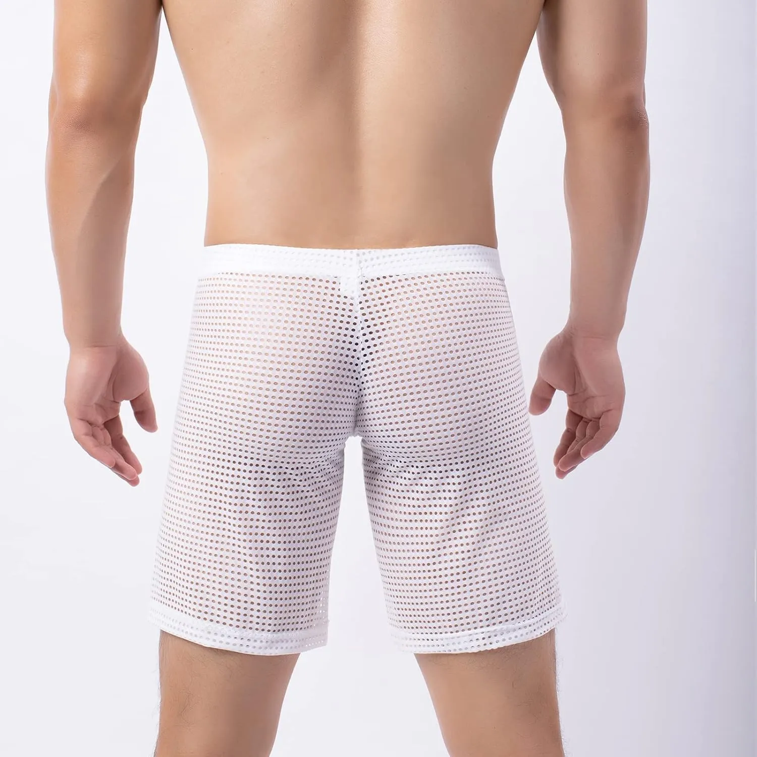 Evankin Men's See Through Shorts Mesh Loose Shorts Lounge Underwear Cover up Boxer Trunks
