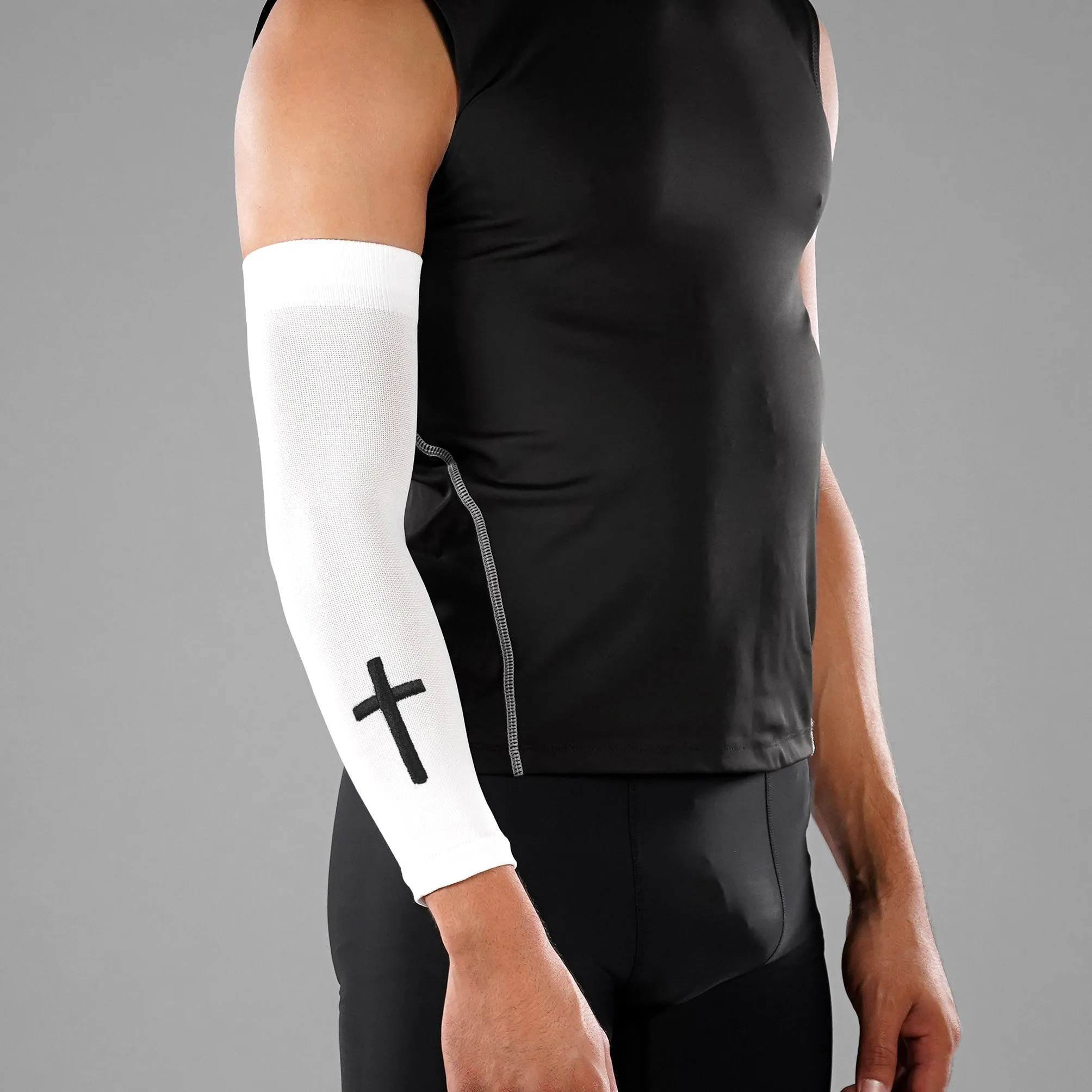 Faith Cross White One Size Fits All Arm Sleeve