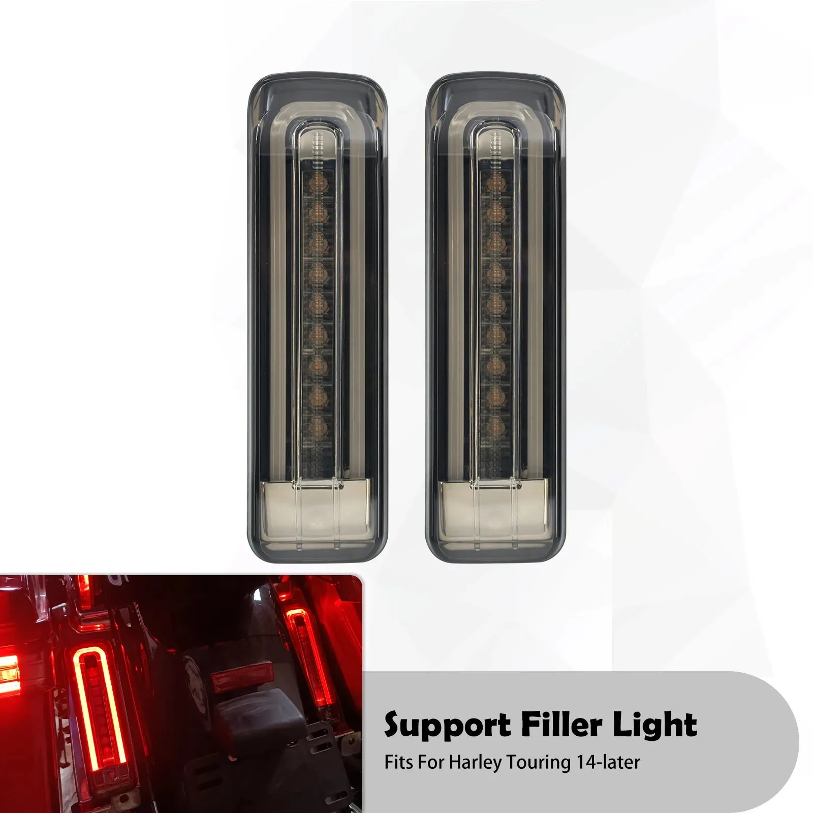 Fender LED Lights Turn Signal Saddlebag Filler Insert Brake Lamps For Harley Touring FLHTCU FLHTCUL FLTRU Ultra 14-Up