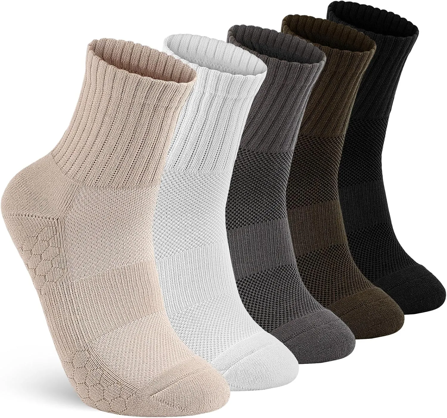 FGZ Hiking Crew Socks,Thick Cushioned Moisture Wicking Walking Socks for Women and Men