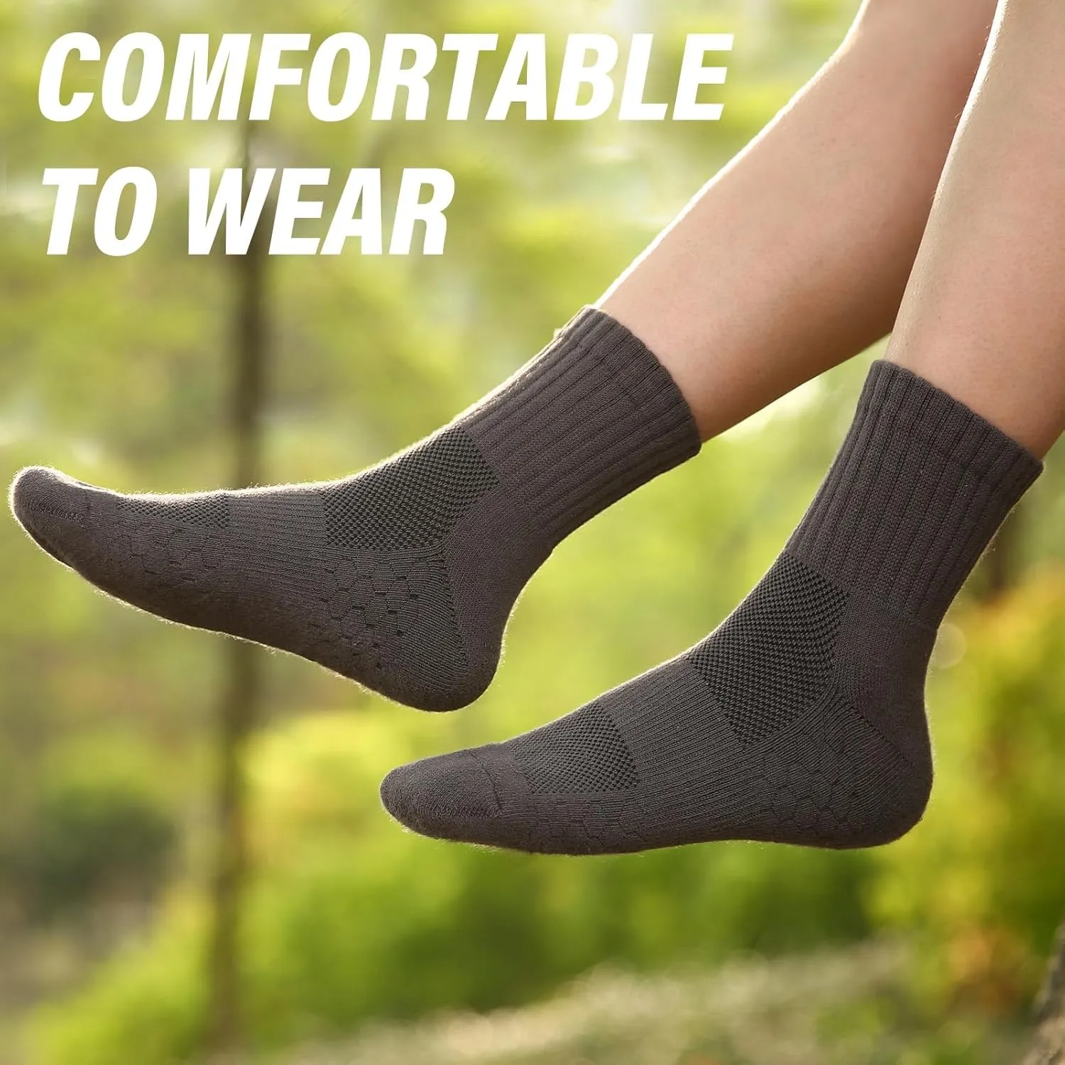 FGZ Hiking Crew Socks,Thick Cushioned Moisture Wicking Walking Socks for Women and Men