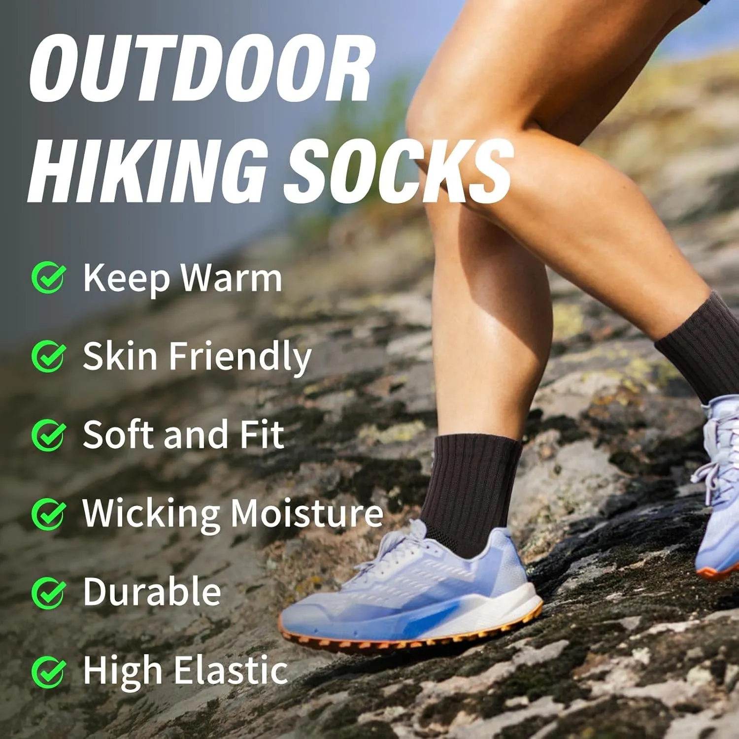 FGZ Hiking Crew Socks,Thick Cushioned Moisture Wicking Walking Socks for Women and Men