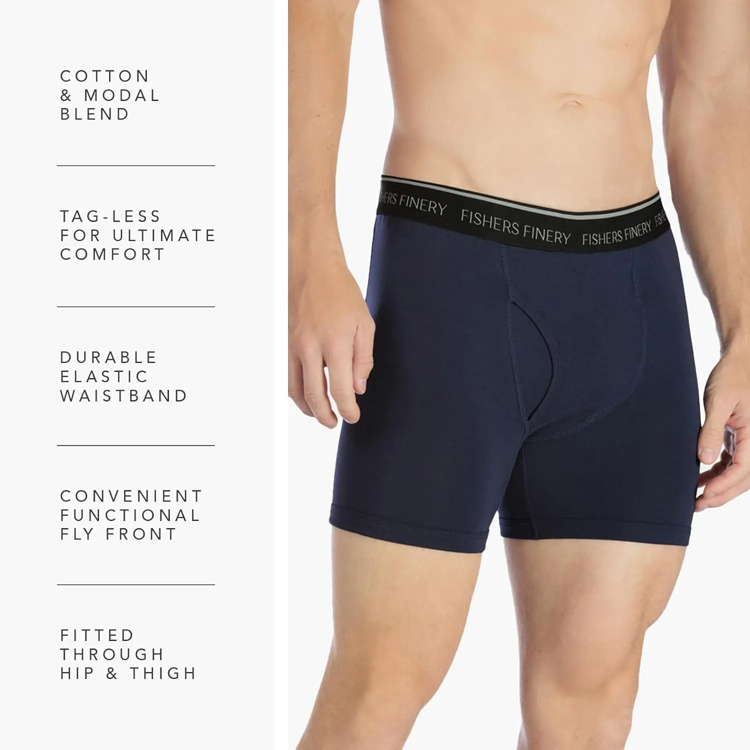 Fishers Finery Athletic Fit Modal Boxer Briefs Moisture Wicking Microfiber Underwear Multipack