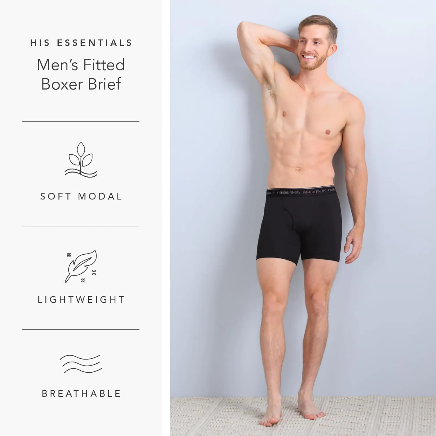 Fishers Finery Athletic Fit Modal Boxer Briefs Moisture Wicking Microfiber Underwear Multipack