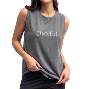FITKICKS Optimist Active Women's Tank Top, Loose-Fitting Workout Top, Grateful