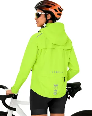 FitsT4 Sports Womens Rain Jacket Lightweight Waterproof Windbreaker Packable Running Reflective Cycling Jackets with Hood