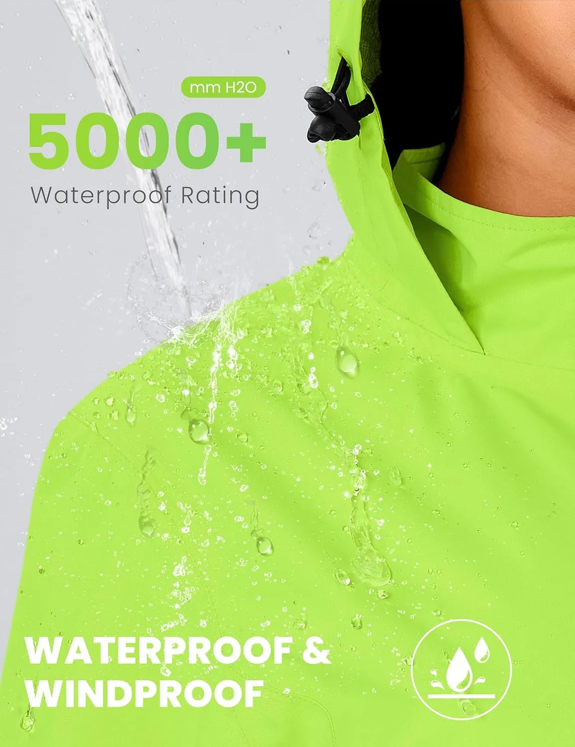 FitsT4 Sports Womens Rain Jacket Lightweight Waterproof Windbreaker Packable Running Reflective Cycling Jackets with Hood