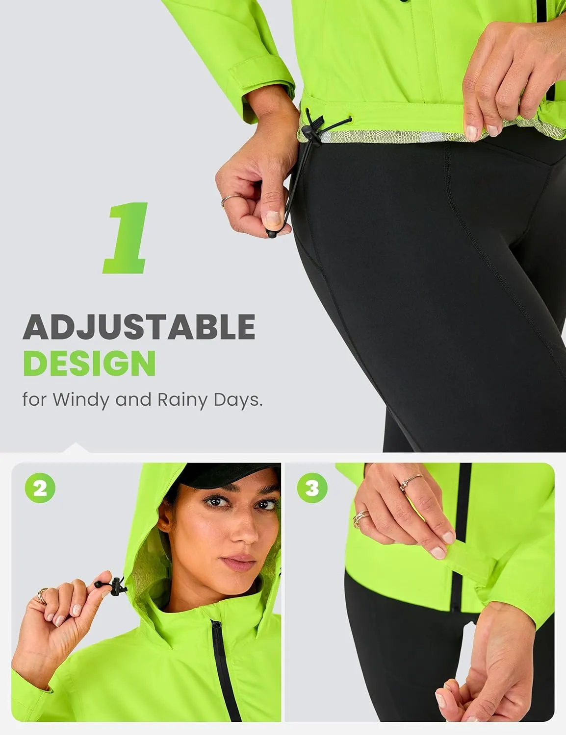 FitsT4 Sports Womens Rain Jacket Lightweight Waterproof Windbreaker Packable Running Reflective Cycling Jackets with Hood