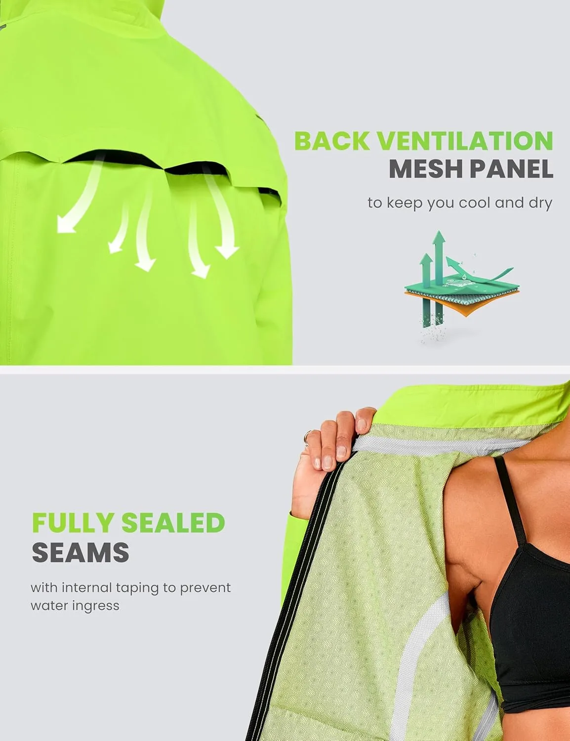 FitsT4 Sports Womens Rain Jacket Lightweight Waterproof Windbreaker Packable Running Reflective Cycling Jackets with Hood