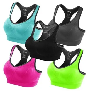 FITTIN Racerback Sports Bras - Padded Seamless High Impact Support for Yoga Gym Workout Fitness