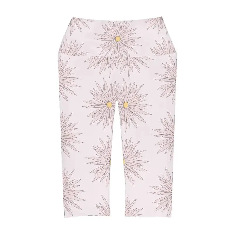 Floral Soft Pink Yoga Capri Leggings