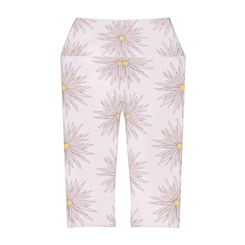 Floral Soft Pink Yoga Capri Leggings