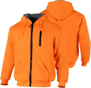 FONIRRA Hi Vis Hoodie for Men Sherpa Fleece Lined Work Sweaters High Visibility Safety Construction Jacket with Zipper