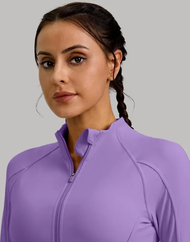 G Gradual Women's Cropped Workout Jacket Slim Fit Full Zip Athletic Running Gym Jackets for Women with Thumb Holes Pockets