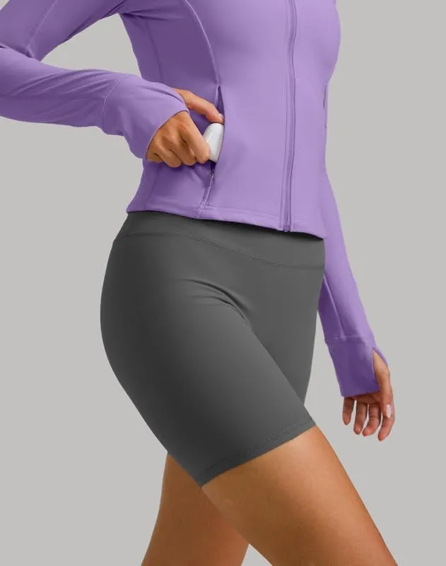G Gradual Women's Cropped Workout Jacket Slim Fit Full Zip Athletic Running Gym Jackets for Women with Thumb Holes Pockets
