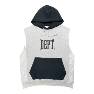 Gallery Department Gym Cut Off Sleeveless Hooded Sweatshirt Grey Black