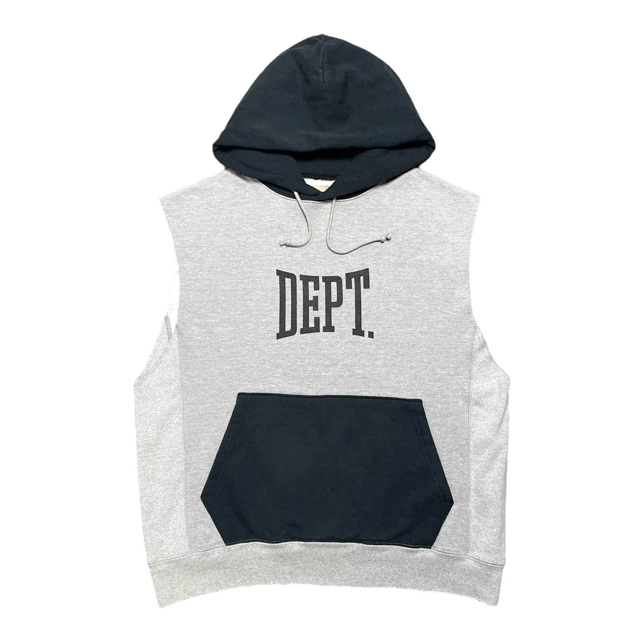 Gallery Department Gym Cut Off Sleeveless Hooded Sweatshirt Grey Black