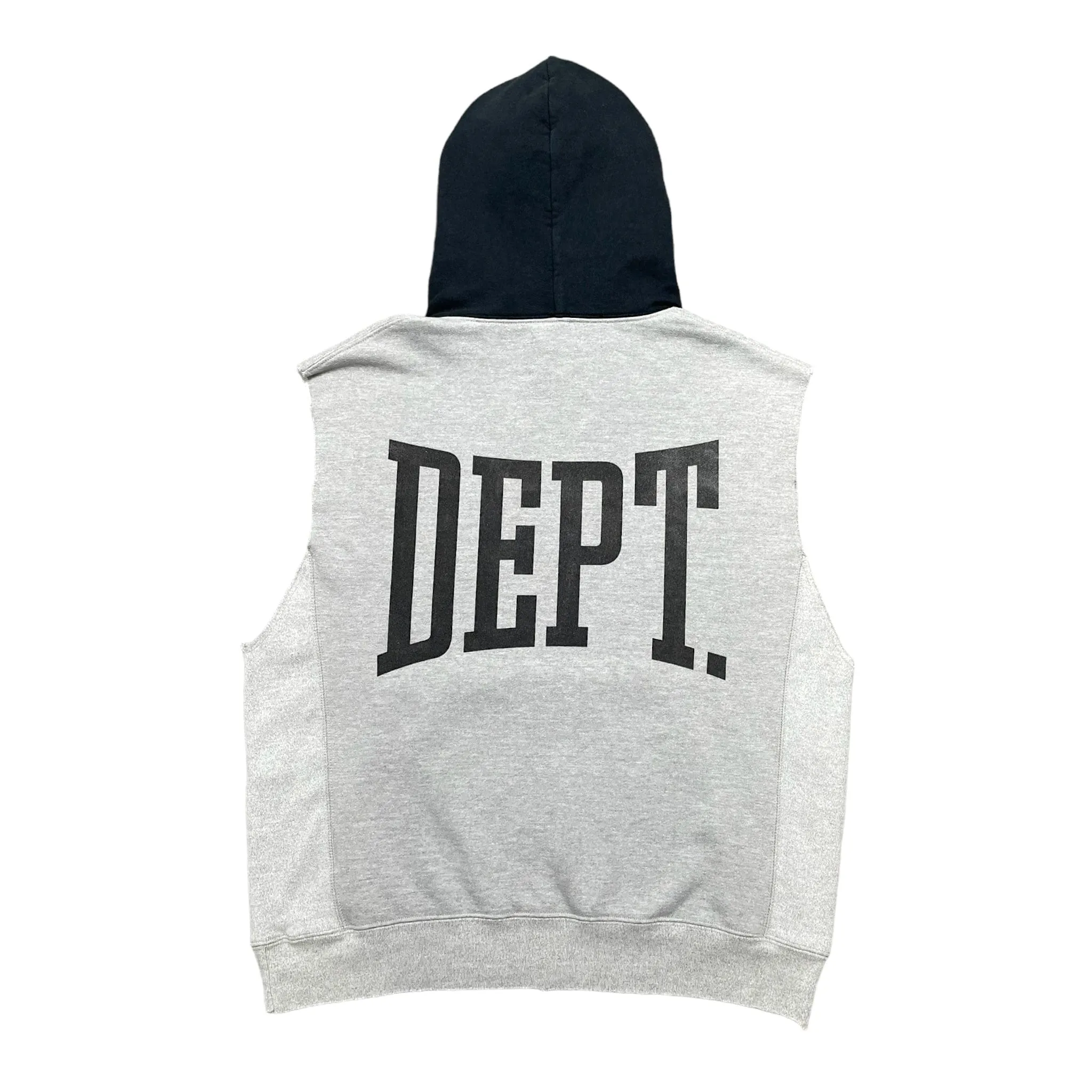 Gallery Department Gym Cut Off Sleeveless Hooded Sweatshirt Grey Black