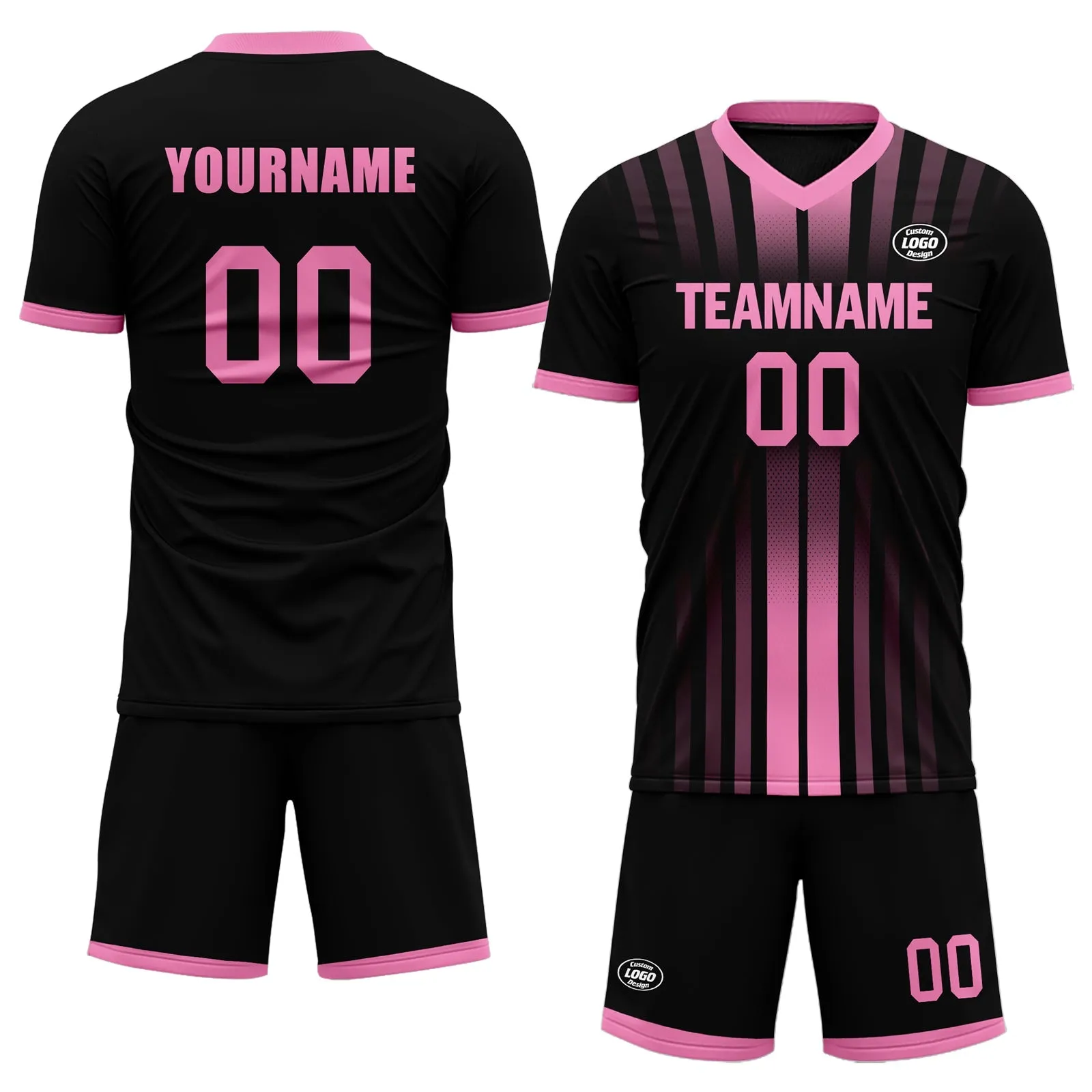 Gift Ideas,Custom Black Pink Soccer Sets Jersey Personalized SCJ101-D020131-5
