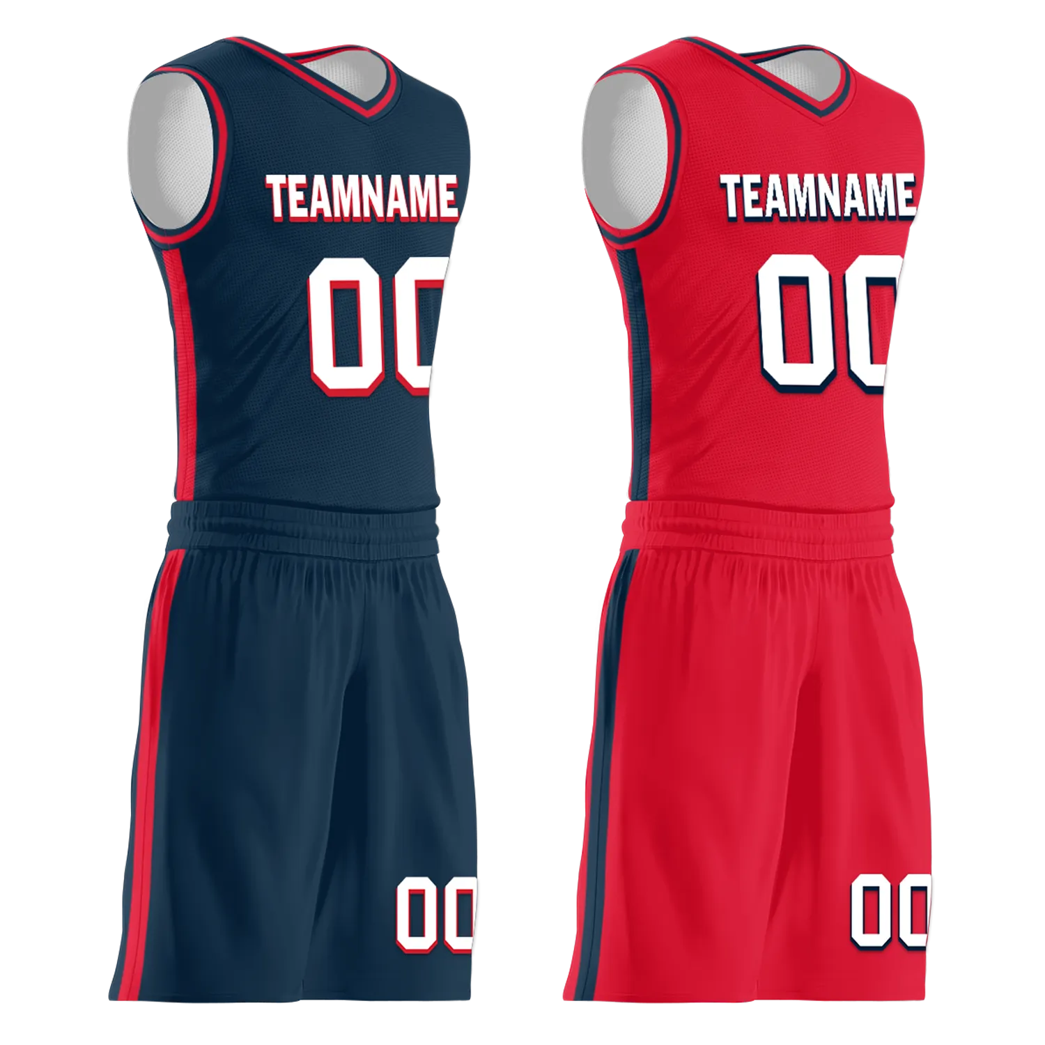 Gift Ideas,Custom Blue Red Classic Style Reversible Basketball Uniform Personalized BBJR-D017021