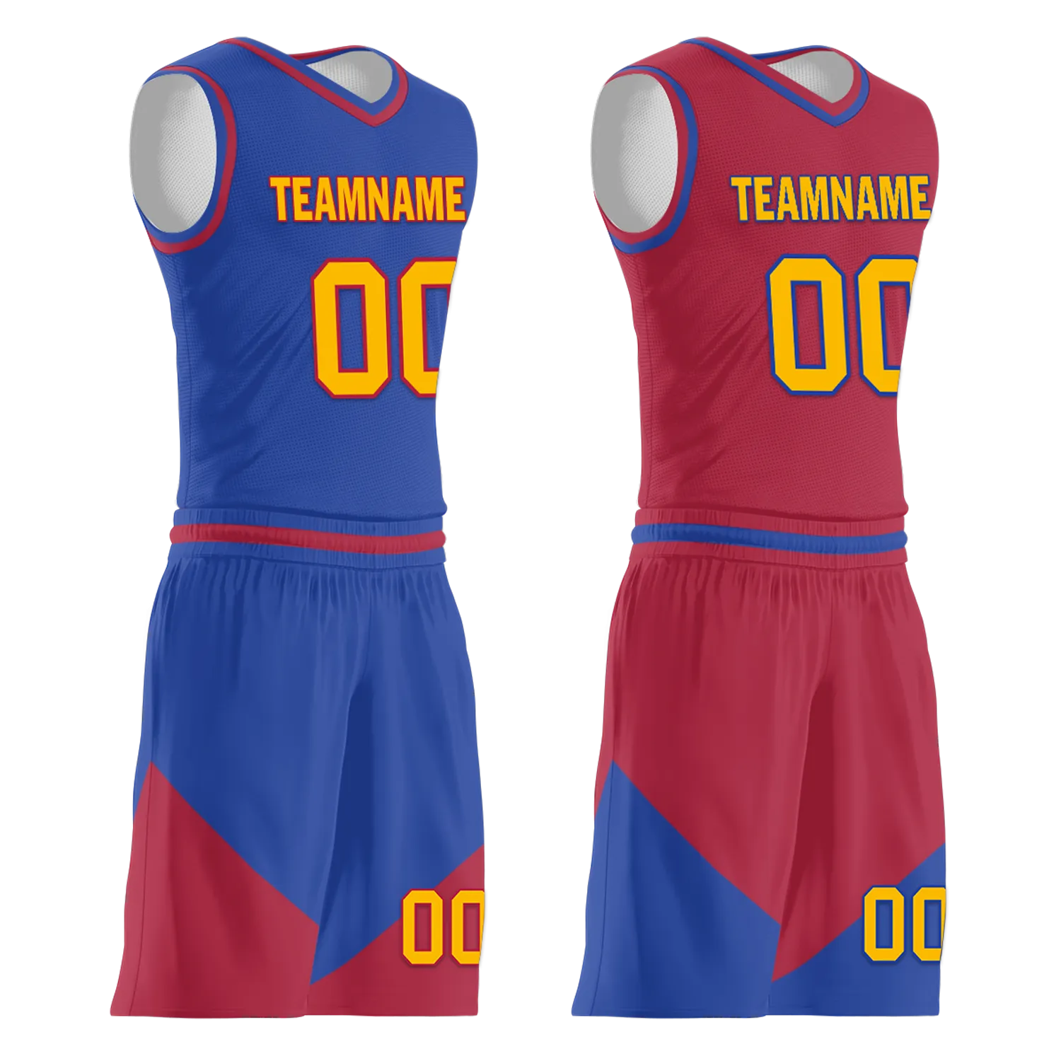 Gift Ideas,Custom Blue Red Classic Style Reversible Basketball Uniform Personalized BBJR-D017029